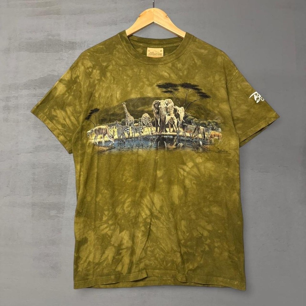 Vintage The Mountain T-Shirt Green Safari Busch Gardens Tampa Bay Tie Dye Medium